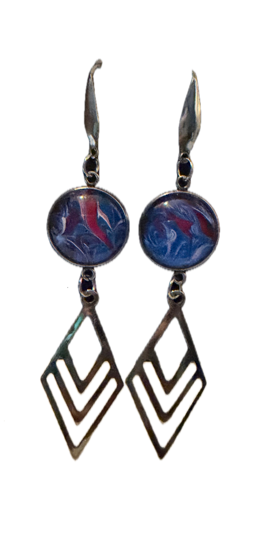 Red White and Blue Long Dangle Earrings