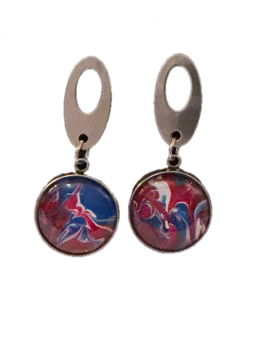 Red White and Blue Post Dangle Earrings
