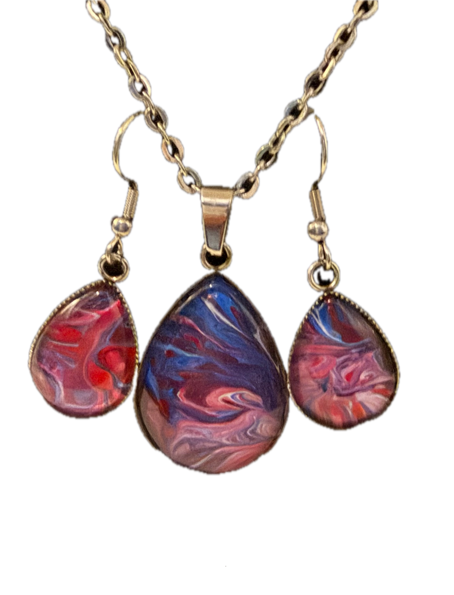 Red White and Blue Art Teardrop Set