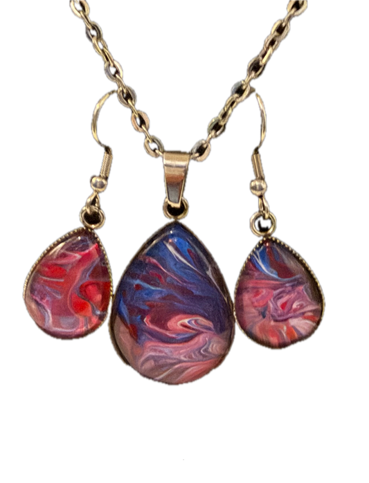Red White and Blue Art Teardrop Set