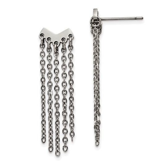 Chisel Stainless Steel Dangle Chain Post Earrings