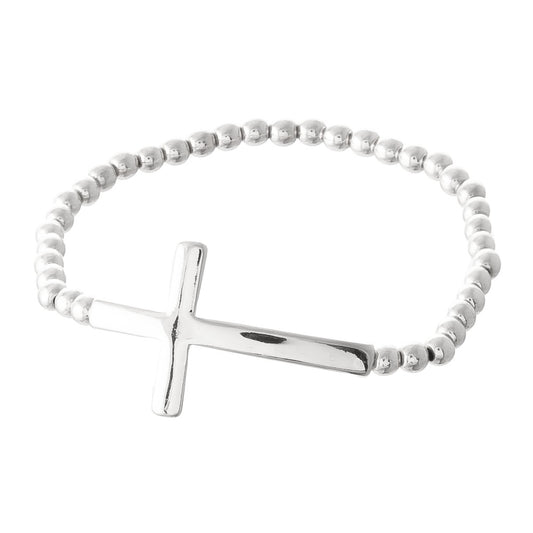 Silver Cross Fashion Stretch Bracelet