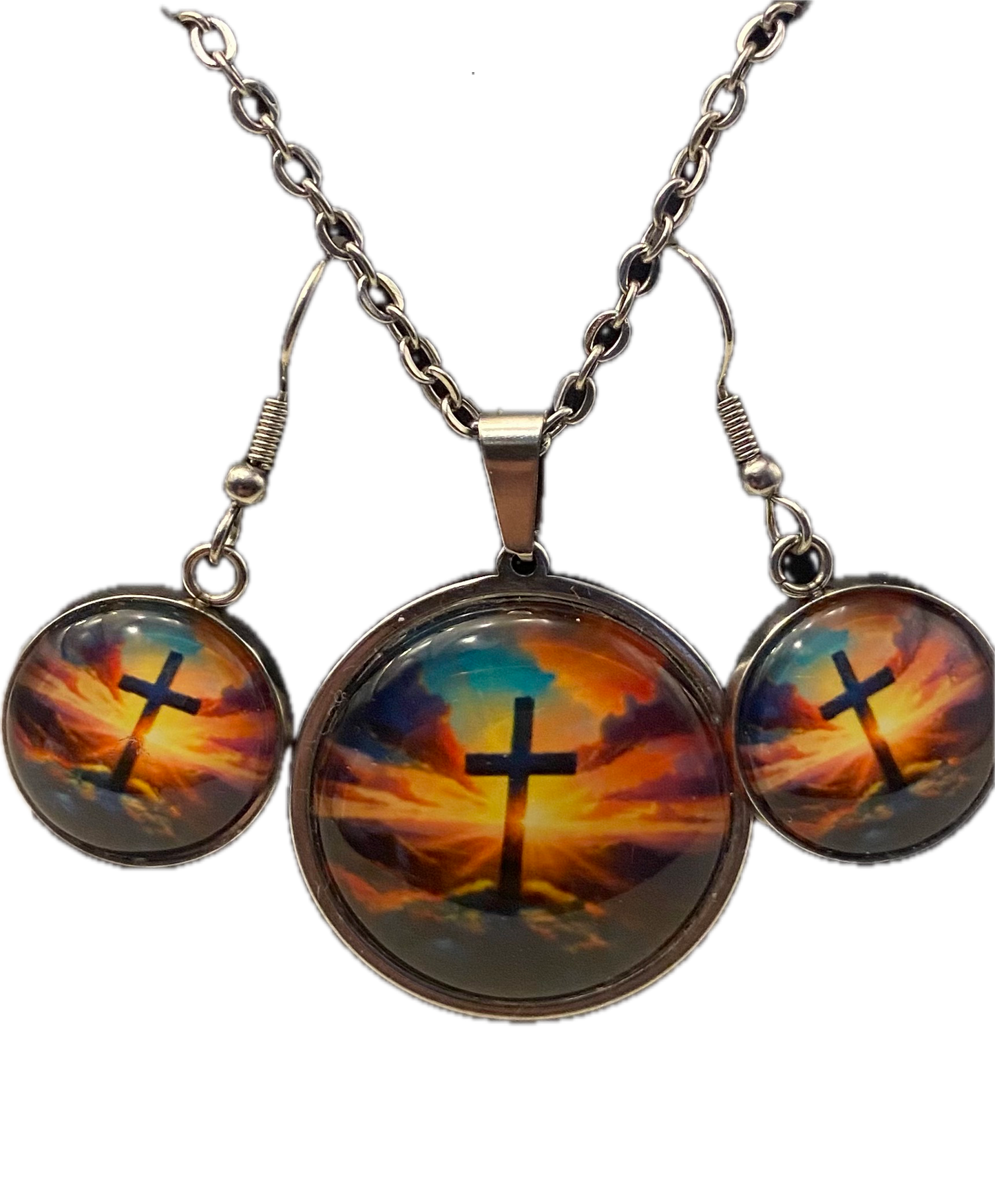 Sunset with Cross Handmade Jewelry Set