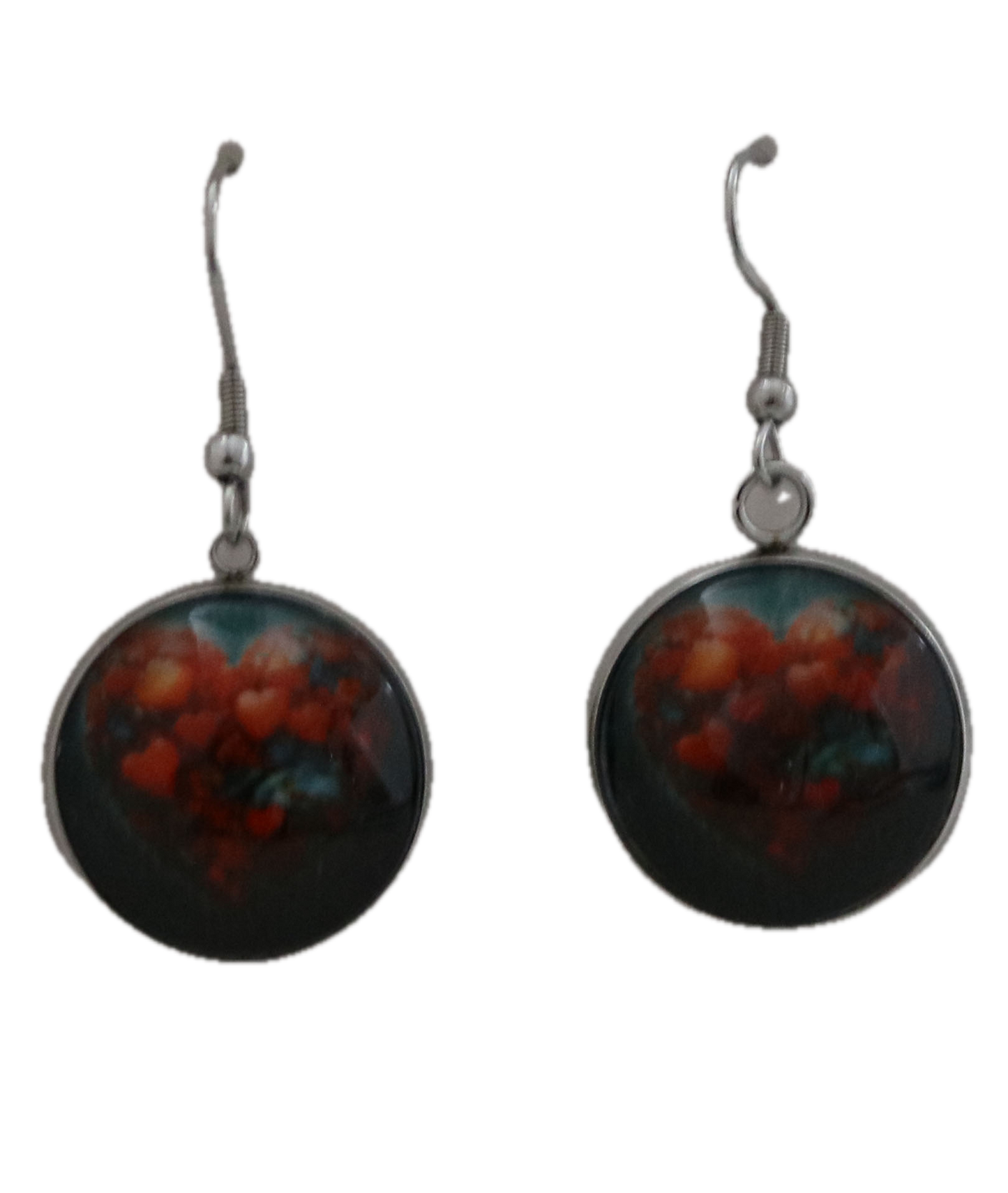 Handmade Teal Valentines Dangle Earrings