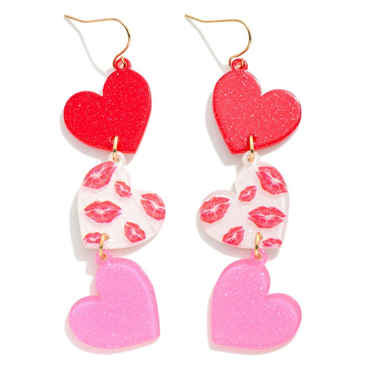 Valentine Triple Heart Earrings