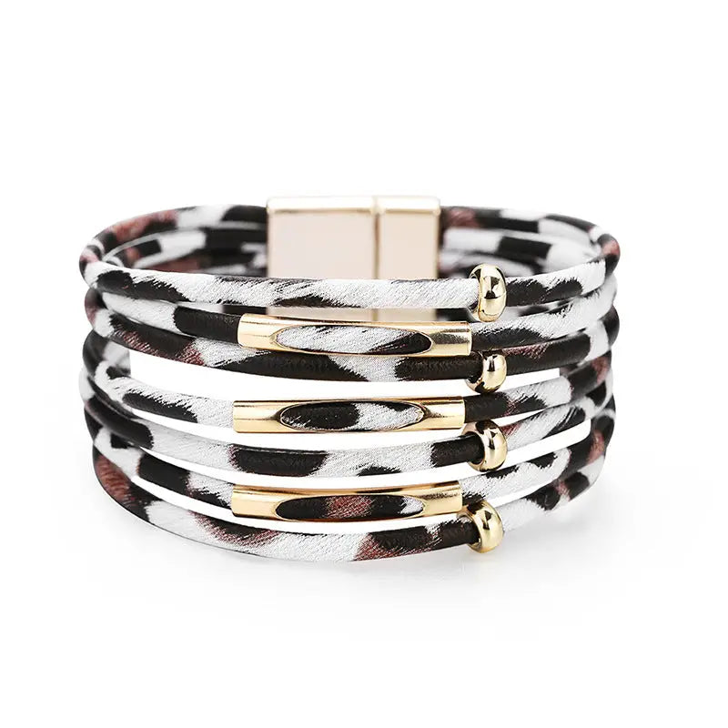 White Leopard Magnetic Bracelet